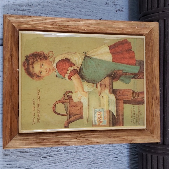 Vintage Framed Tile This is the Way we wash clothes Painting by G.S. Leslie R.A. - Picture 1 of 11